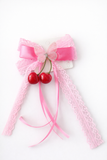 Ribbon and lace bow with cherries and Butterfly