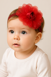 Soft cotton everyday baby headband rose bud on flower
