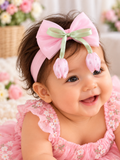 Soft cotton everyday baby headband tulip on bow