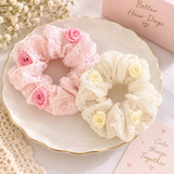 Soft pastel rosette Hair Scrunchies (Set of 2)