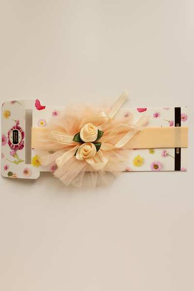 Soft cotton everyday baby headband satin roses on tulle