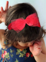 Soft cotton everyday baby headband checks and tulle bow
