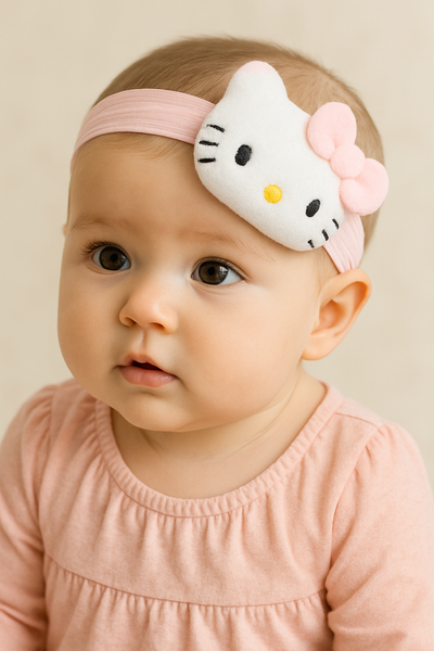 Soft cotton everyday baby headband kitty