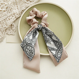 Dual Bow Scrunchies with Retro Print