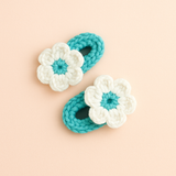 Crochet flower tic tac clips - 4 pairs