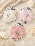 Rhynestone butterfly on lace bow fascinator hairclip