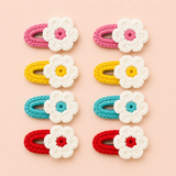 Crochet flower tic tac clips - 4 pairs