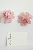 Pair of lace hairclips with roses and lace