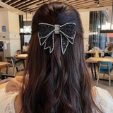 Evening bow with rhinestones and pearls style 2