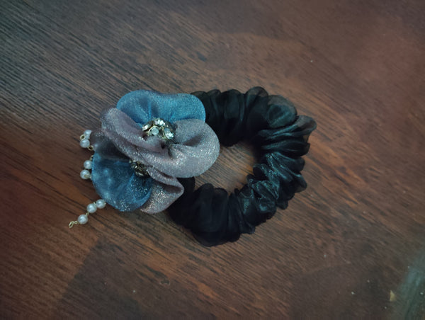 2 layer Organza scrunchies with hangings