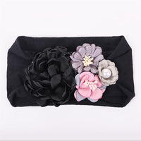 Pret my baby broad cloth band with satin flowers and pearls