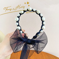 Pearly alice band with tulle bow extension