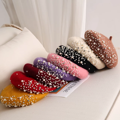 Premium Beret cap with assymetric pearls for kids