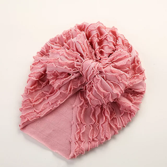 dual frill turban with large knot bow