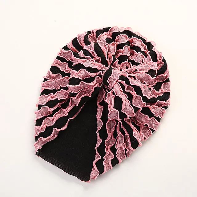 dual frill turban with large knot bow