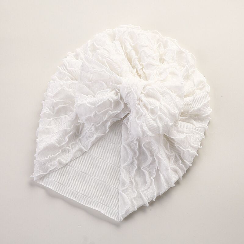 dual frill turban with large knot bow