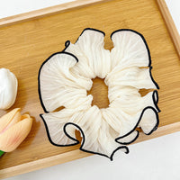 Pleated satin silk extra broad scrunchie