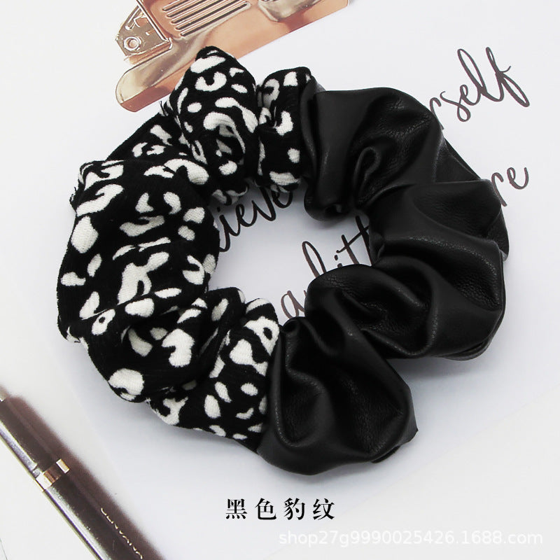 leopard and leather scrunchie