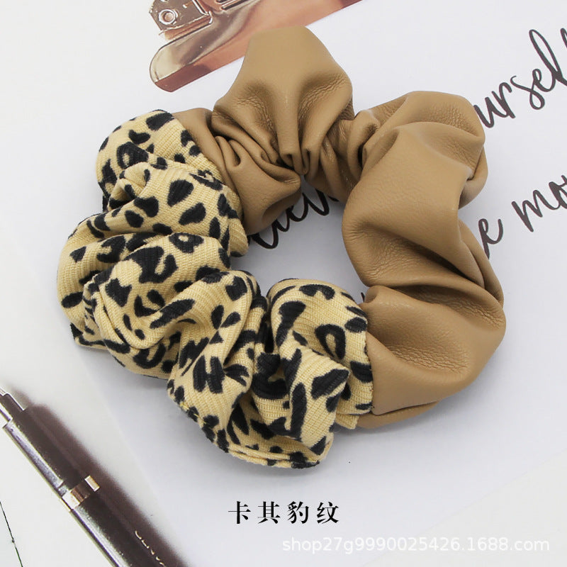 leopard and leather scrunchie