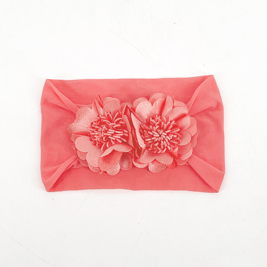 Broad cloth band with pair of satin organza flowers