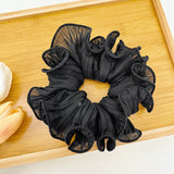 Pleated satin silk extra broad scrunchie