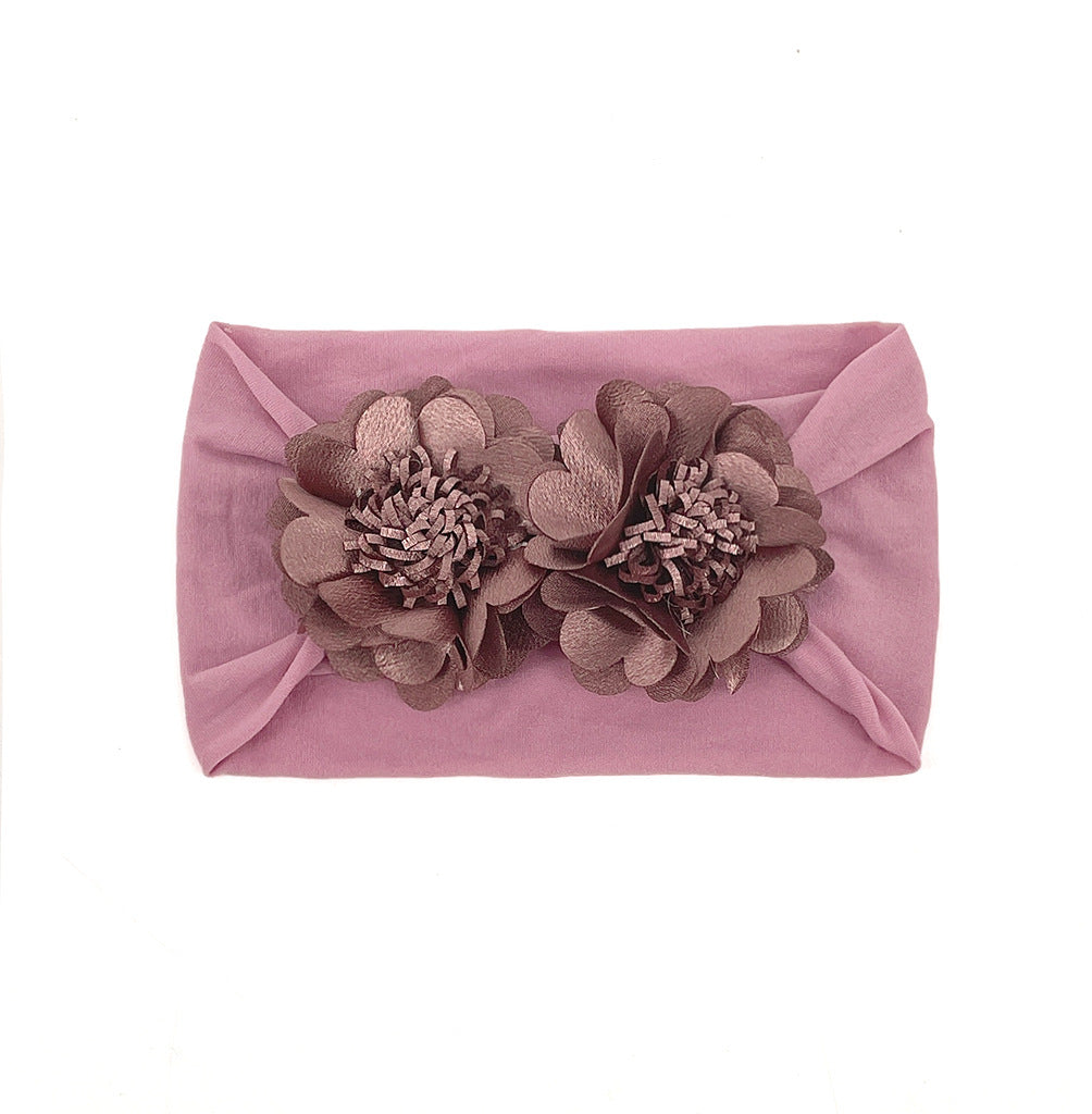 Broad cloth band with pair of satin organza flowers