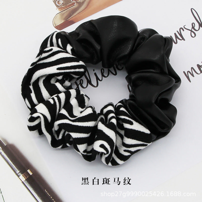 leopard and leather scrunchie