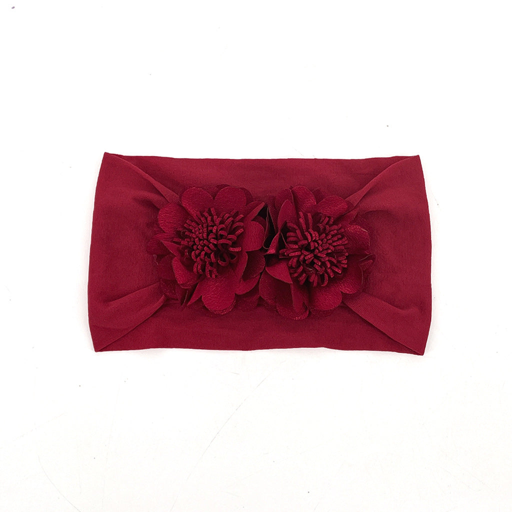 Broad cloth band with pair of satin organza flowers