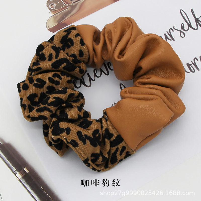 leopard and leather scrunchie