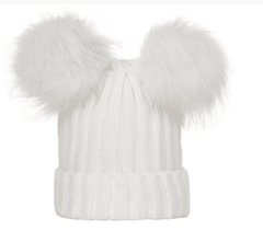 Thick woollen double pompon beanie cap