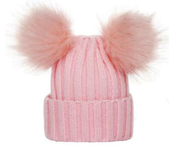 Thick woollen double pompon beanie cap